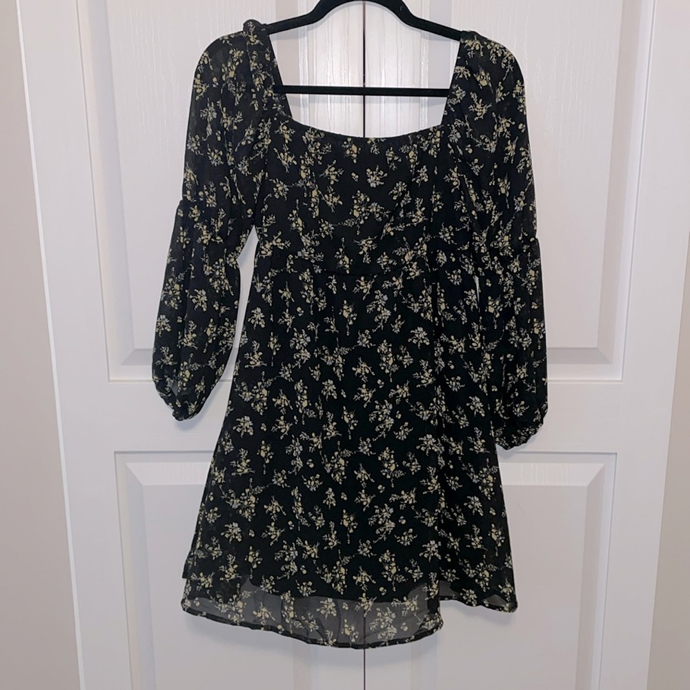 Black Floral Mini Dress